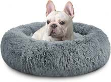 Calming Dog Bed (S/M/L/XL) For Medium And Large Dogs, Comfortable Faux Fur Donut Cuddler Up To 15/30/50/90lbs - 灰色 - 查看 14