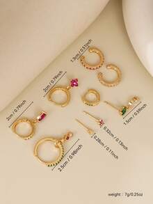 Bộ 9 khuyên tai Cubic Zirconia nhiều màu, khuyên tai đính đá hình cỏ ba lá và giọt nước, khuyên tai kẹp, khuyên tai mặt dây chuyền cho nữ, hàng ngày, tiệc tùng, tiệc chiêu đãi, quà tặng tuyệt vời cho ngày lễ - Nhiều màu - Xem 6