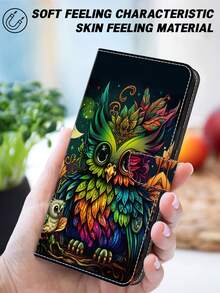 GLANDOTU Custodia personalizzata per telefono cellulare, in pelle PU con motivo a gufo e floreale, protettiva e antiurto, multifunzionale con supporto e slot per schede, design a portafoglio, compatibile con più modelli