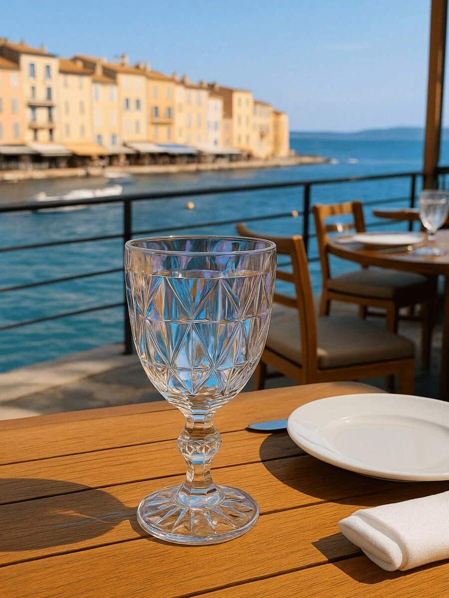 Set Of 4 Glass Cups Table Setting Diamond Lotus Spout Sophisticated Jaca For Water Juice Drinks Kit 4 Pieces 340ml Kitchen - FURTACOR - View 1