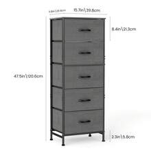 Sweetcrispy 5 Drawer Dresser With Fabric Bins, Sturdy Steel Frame And Wood Top, Storage Organizer Chest For Bedroom, Closet, Hallway, Grey - Xám - Xem 3