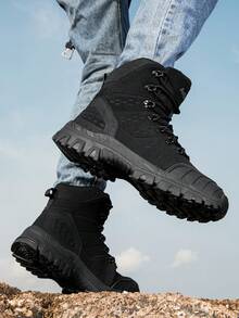 New Men's Work Safety Shoes, Men's Military Boots, Combat Boots, Outdoor Hiking Boots, Autumn/Winter - Black - View 4