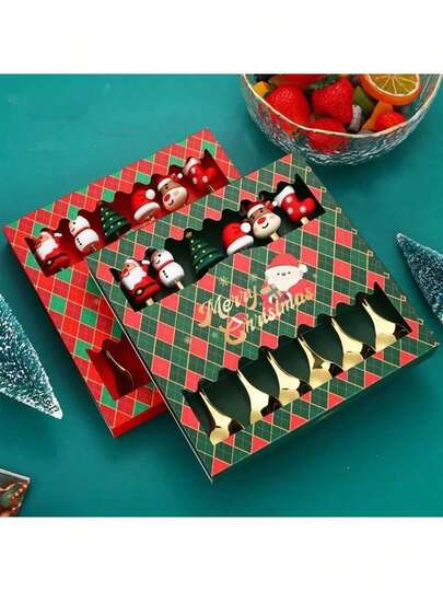 Christmas Portable Cutlery Set, Reusable Spoon And Fork With Storage Box, Suitable For Camping, Picnic And Daily Use, Kitchen, Christmas Gift