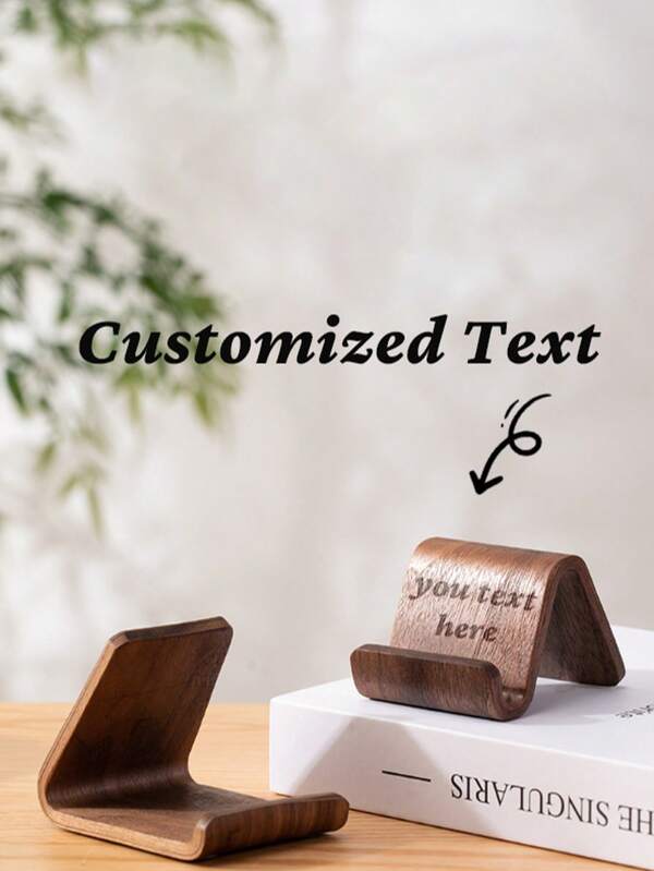 Customized Walnut Wood Solid Wood Creative Mobile Phone Stand Desktop Support Mobile Phone Shelf Office Simple Mobile Phone Stand, Minimalist Style Walnut Wood Mobile Phone Stand, Practical Desktop Mobile Phone Base, Convenient For Viewing, Personalized Wooden Mobile Phone Stand, Suitable For Him, Her, Friends, Classmates, Wedding Gifts, Bridesmaid Gifts, Birthday Gifts, As Well As Daily Office And Home Use.
