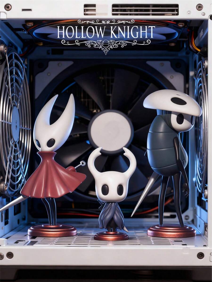 Bộ 3 mô hình nhân vật Hollow Knight, Little Hollow Knight và Quirrel bằng nhựa PVC, thích hợp để trang trí xe hơi/bàn làm việc/nhà cửa, tượng nhỏ bằng nhựa PVC hoặc làm quà tặng/đồ sưu tầm, đồ trang trí, phù hợp để trang trí vỏ máy tính/vườn/bánh kem. - Nhiều màu - Xem 1