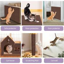 78.7"X15.8" Cat Scratch Mat, Replacement For Cat Scratching Post Or Pad, DIY Cat Tree Shelf, Decorative Cat Tower, Couch Furniture Or Wall Protector (Black) - 棕色 - 查看 3