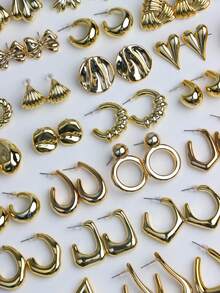 5/10/15Pairs/Lot Fashion Gorgeous Charming Women Men Earrings Geometric Water-Droplets Heart-Shaped Circles Flowers Styles Engagement Wedding Proposal Gifts Romantic Datings Daily Wearing Accessories