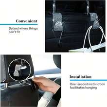 Sparkling Rhinestone Car Back Seat Headrest Hooks & Car Purse Holder - một kích cỡ - Xem 7