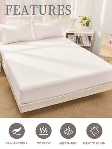 1 bộ ga trải giường cotton 100%, bộ đồ giường ngủ màu trơn, đồ dệt gia dụng ấm cúng, bộ đồ giường ngủ mềm mại và thoải mái, tấm bảo vệ nệm thoáng khí và chống xù lông, bộ ga trải giường thân thiện với da, trang trí phòng ngủ cho mọi mùa, phù hợp với giường đơn, giường đôi, giường cỡ lớn, giường cỡ Queen và mọi kích cỡ, tấm bảo vệ nệm cho phòng ngủ, có thể giặt máy, có thể tái sử dụng, giường, trang trí nhà cửa, trang trí phòng ngủ, màu trắng - trắng - Xem 6