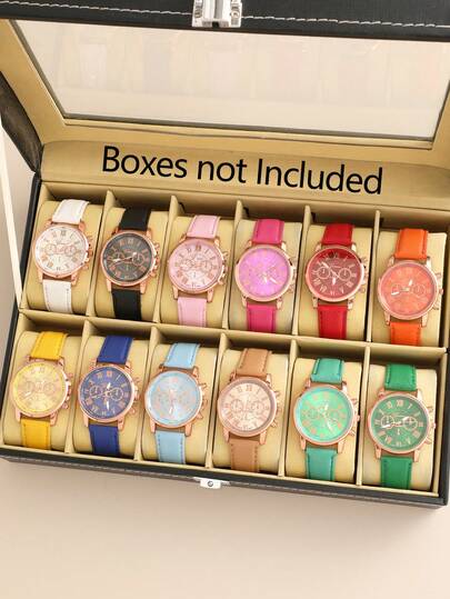 1/12pcs Watches For Women Leather Band Luxury Watches Quartz Watch Casual Bracelet Watch For Women