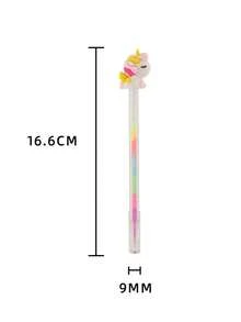 4/6 قلم شفاف بتصميم وحيد القرن كرتوني للبنات، قلم كتابة لطلاب المدارس، هدية قرطاسية للأطفال، جائزة مدرسية، قلم مائي - متعدد الألوان - مشاهدة 4