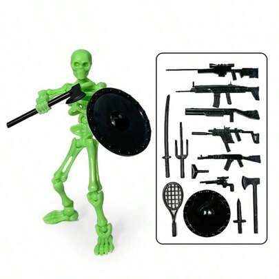 1pc New Articulated Skeleton Doll Weapon Set, Gag Toy, Creative Decoration, Posable Doll, Random Delivery