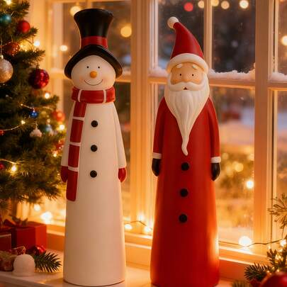 1 Piece Vintage Resin Snowman Statue Decoration | Indoor, Outdoor Holiday Figurine For Home, Porch Christmas, Thanksgiving, New Year - Holiday Decoration For Living Room, Bedroom, Prayer Room, Kitchen, Easter, Collectible Figurine