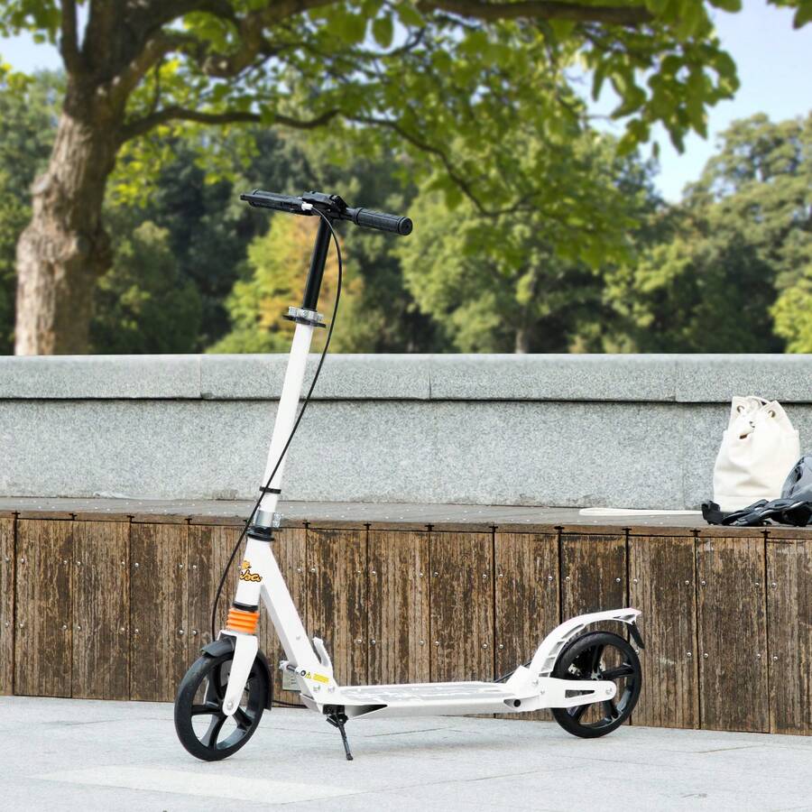 QABA Kids Scooter, Foldable Kick Scooter With 4 Adjustable Heights, Shock Absorption, Double Brakes, Gift For Boys & Girls Ages 6-12 Years, White - 白色 - 查看 1