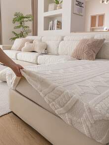 1 pieza Funda de sofá de tela de felpa beige, elástica y no deformante, amigable con la piel y cálida, amigable con las mascotas, protector de sofá lavable a máquina, adecuado para sofá reclinable en forma de L (disponible en varios tamaños), decoración de otoño, decoración de habitación, vuelta al colegio, útiles escolares