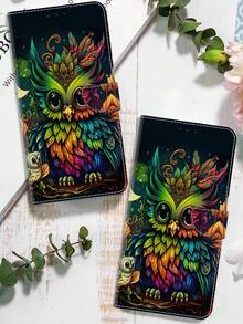 GLANDOTU Custodia personalizzata per telefono cellulare, in pelle PU con motivo a gufo e floreale, protettiva e antiurto, multifunzionale con supporto e slot per schede, design a portafoglio, compatibile con più modelli