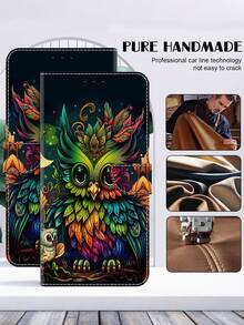 GLANDOTU Custodia personalizzata per telefono cellulare, in pelle PU con motivo a gufo e floreale, protettiva e antiurto, multifunzionale con supporto e slot per schede, design a portafoglio, compatibile con più modelli