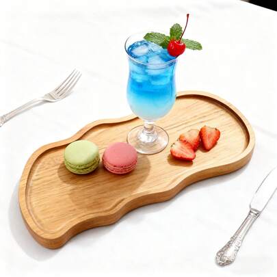 Acacia Wood Cocktail & Snack Tray – Food- Natural Grain | Home Serving Drinks And Snacks Use