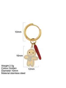 1pc Y2K Stainless Steel Enamel Chili Cartoon Earrings For Women, Santa Claus & Reindeer Christmas Stocking Earrings, Suitable For Christmas Wear, Autumn/Winter Daily Wear, Christmas Gift - Yellow Gold - View 24
