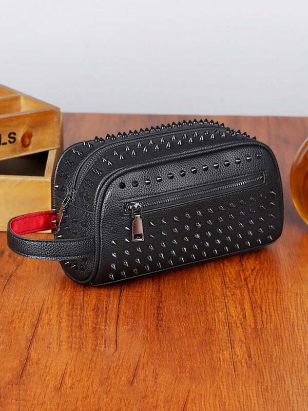 Bolso de mano con tachuelas estilo punk rock Y2K, embrague de muñeca, bolsa de muñeca unisex para viajes, regalos de Navidad, San Valentín, Halloween, Día del Padre