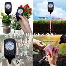 Testador de solo 3 em 1, testador de umidade/fertilidade/PH do solo para nutrientes de jardim, gramado, jardinagem, agricultura, plantas de interior e exterior, medidor de pH do solo, kit de teste de solo, sem necessidade de bateria