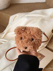 Boy And Girl Crossbody Bag Single Shoulder Bag Cute Furry Little Bear Backpack New Autumn And Winter Cute Little Bear Crossbody Bag Large Capacity Armpit - Brown - View 6