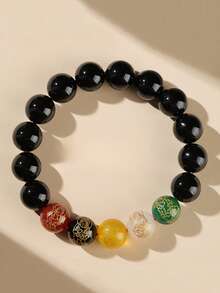 1 件高档正宗朱砂五蝠财神手链，天然原矿紫金砂五行水晶玛瑙手链，护身符弹力手链，男女新款时尚 DIY 串珠手链 - 手鍊 - 查看 22