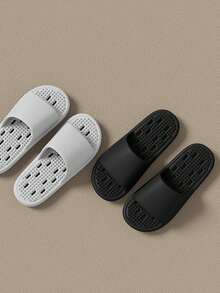 Silent Leaky Slippers For Bathroom Bathing, Home Indoor Bathroom, Hollowed-Out Eva Cooling Slippers - Black - View 6