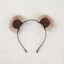 Cute Brown Bear Ear Headband – Movable Plush Cosplay Hairband For Halloween, Makeup, Face Washing & Costume Dress-Up - Multicolor - View 10