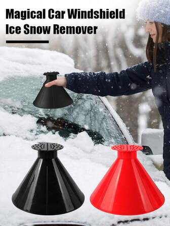 1pc Car Window Windshield Magic Scraper,Round Ice Scraper With Funnel,Magical Ice Scrapers For Car Windshield,Car Circular Plastic Snow Shovel,Snow Scraper Shovel,Snow Remover,Professional Snow Removal Shovel Tool,Multi Functional Snow Scraper,It Can Remove The Most Ice And Snow On The Car