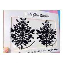 Black Body Gems Sticker Halloween Sticker Temporary Tattoo Nipple Covers Pasties Body Jewels Face Gems Festival - Black - View 3