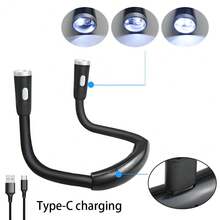 1pc LED Neck Light, USB Rechargeable, 3 Brightness Levels, 360° Rotatable Reading Light, Suitable For Night Reading, Running, Fishing, Camping, Etc.
