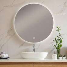 Round LED Bathroom Wall Mounted AntiFog Mirror Size 50 Cm