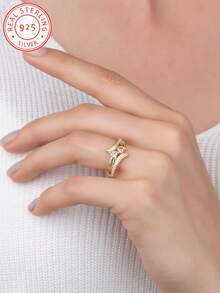 A Bespoke 925 Sterling Silver Ring, Set With Your Birthstone And Engraved With Your English Name. Laser-Etched Name, Heart-Shaped Birthstone Promise Ring, Double-Name Engraved Ring, Christmas Gift, Handcrafted Jewellery. - Multicolor - View 4