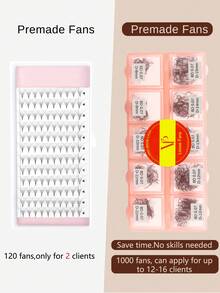 VP Lashes D Curl 1000 Cluster 4D/5D/6D/8D/10D Deep Brown Pre-Made Bulk Lashes 0.07mm 8-15mm Handmade Pre-Made Bulk Lashes Extensions - D - View 2