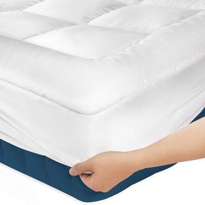 Luxury Mattress Topper Pillowtop Bedding Mat Pad Fitted Cover Underlay All Sizes