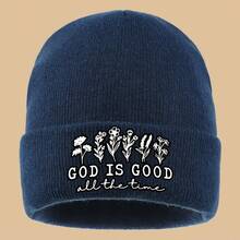 1pc "GOD IS GOOD All The Time" English And White Floral Printed Cap, Lightweight, Comfortable, Stylish, And Beautiful.A Vintage Cap For Truck Drivers, Unisex For Work And Commuting, Warm Hat For Couples, Suitable For Sports Events, Fitness - Army Green - View 3