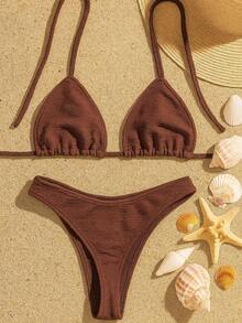 Annaruga Delta Wing Bikini Set Curtain Style Beachwear Swim Look Elegant Sensual - Rust Brown - View 1
