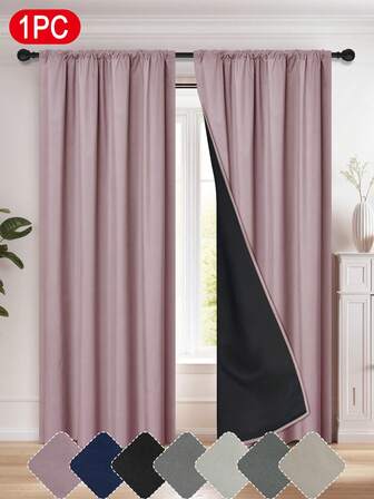 1 件春季涤纶纯色遮光窗帘，轻质，杆袋设计，100% 涤纶遮光遮阳，经典简约风格，适用于卧室、客厅、书房、窗户装饰、家居装饰，轻质 100% 涤纶纯色窗帘，四季皆宜，适合家庭日常使用