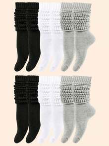 3双男士休闲百搭纯白色中筒袜（不含纸板） - 彩色 - 查看 5