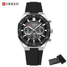 CURREN Men's Fashion Quartz Chronograph Wristwatch, Waterproof Silicone Strap, With Luminous & Auto Date Display - Multicolor - View 15