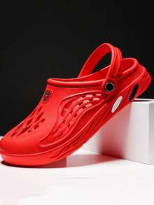 Teenagers, Campus Students Outdoor Beach Sandals, Casual Breathable Slip-On Sandals, Versatile Comfortable Clogs (Some Perforations Not Fully Removed) - Red - View 8