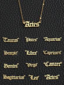 1pc Fashionable Stainless Steel Constellation Letter Pendant Necklace For Women For Party For Daily Decoration