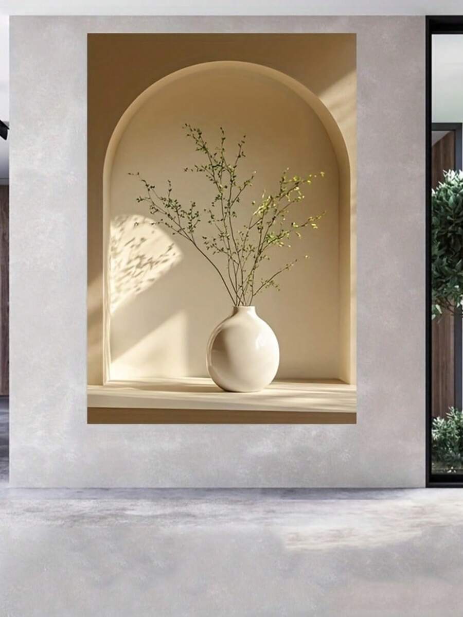 Modern Vase Art Canvas Poster - Frameless Wall Decor For Living Room & Bedroom, White - Multicolor - View 1