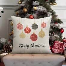 Christmas Colorful Bells Throw Pillow Cover Merry Christmas 18 X 18 Inch Linen For Sofa Couch Decor Room Home Decor Car Cushion Cover