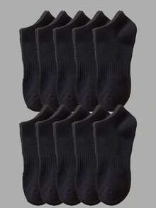 1/3/5/10/12 perechi șosete bărbătești confortabile și respirabile, șosete albe, șosete gri, șosete negre, șosete bărbătești până la gleznă, șosete sport până la jumătatea gambei, șosete bărbătești, șosete moi până la gleznă bărbătești, șosete obișnuite până la gleznă bărbătești, șosete de purtare zilnică - Negru - Vizualizare 21