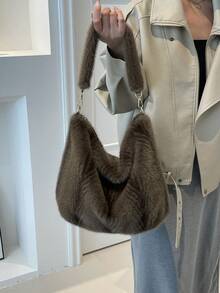 Fluffy Tote Bag Winter Fuzzy Purses For Women Faux Fur Purse Soft Furry Handbag Plush Crossbody Bags