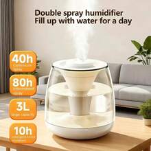 Large Capacity Humidifier, Transparent, Water Level Visible, 7-Color Night Light, Continuous & Intermittent Mist, Auto Shut-Off, Suitable For Living Room, Bedroom, Office, A Delicate Gift, Bedroom Humidifier, Fashionable Decor, Streamlined Design, Efficient Humidification, High-Quality Mist, Timer Function, Dual Speed Settings, Healthy Lifestyle