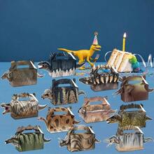 12PCS Dinosaur Party Favor Box Dino Theme Birthday Party Favor Boxes Dinosaur Park World Parties Supplies Treat Bags Boxes Dino Theme Birthday Presents Decorations, Serves 12 Guests - 12 - Xem 7