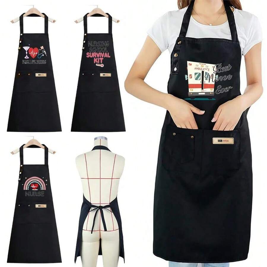 Adjustable Chef Apron With Pockets - Comfortable High-End Design For Cooking Enthusiasts, Durable Polyester, Non- Fabric, Ideal For Men And Women, Kitchen Apron|Nurse Series Apron|Functional Pocket - Nurse010 - View 1